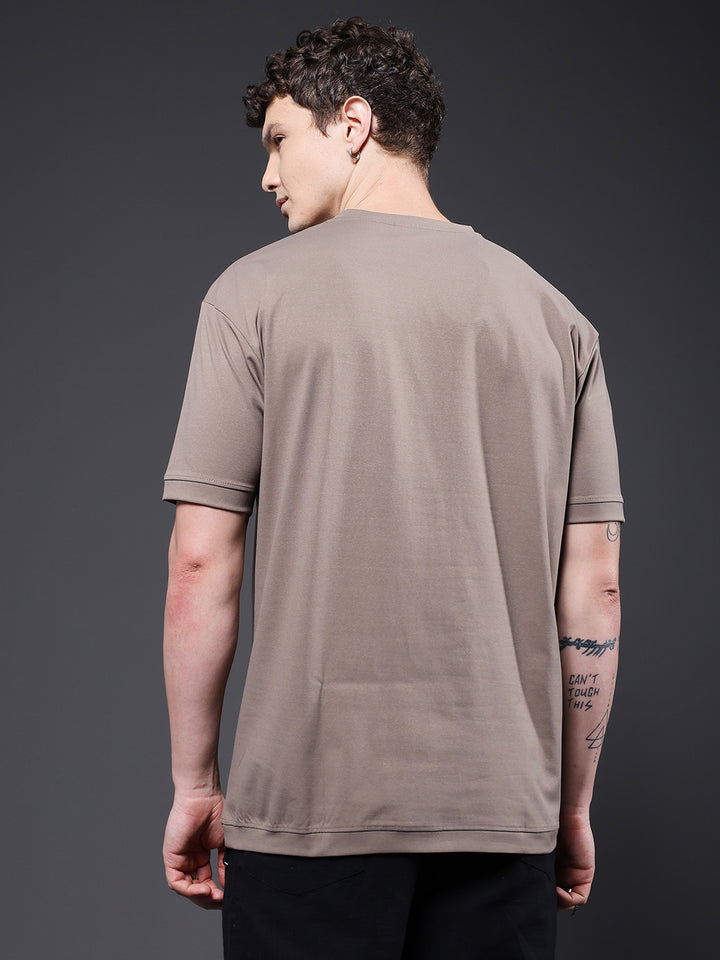 Hamo Solid Men Oversized T-Shirt - Mud