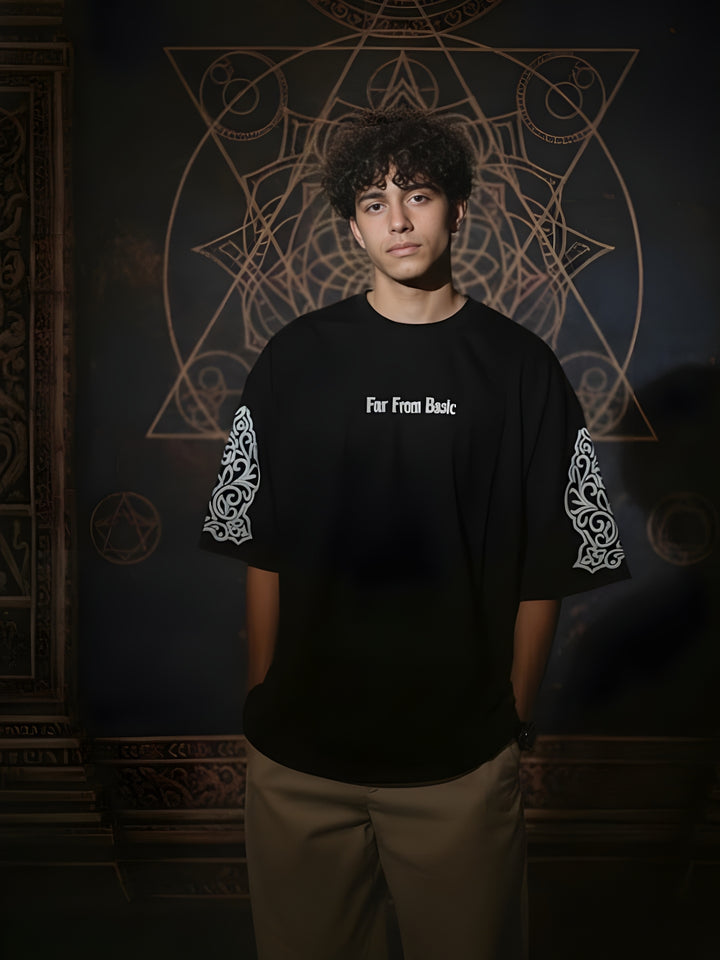 Far From Basic Puff Printed Men Premium Oversized T-Shirt