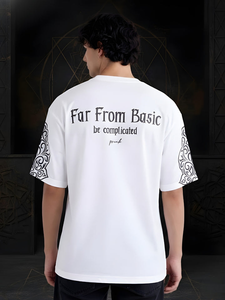 Far From Basic Puff Printed Men Premium Oversized T-Shirt