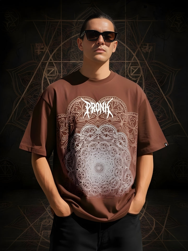 Mandala Roots Puff Printed Men Premium Oversized T-Shirt