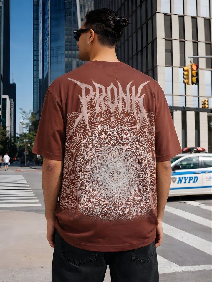 Mandala Roots Puff Printed Men Premium Oversized T-Shirt