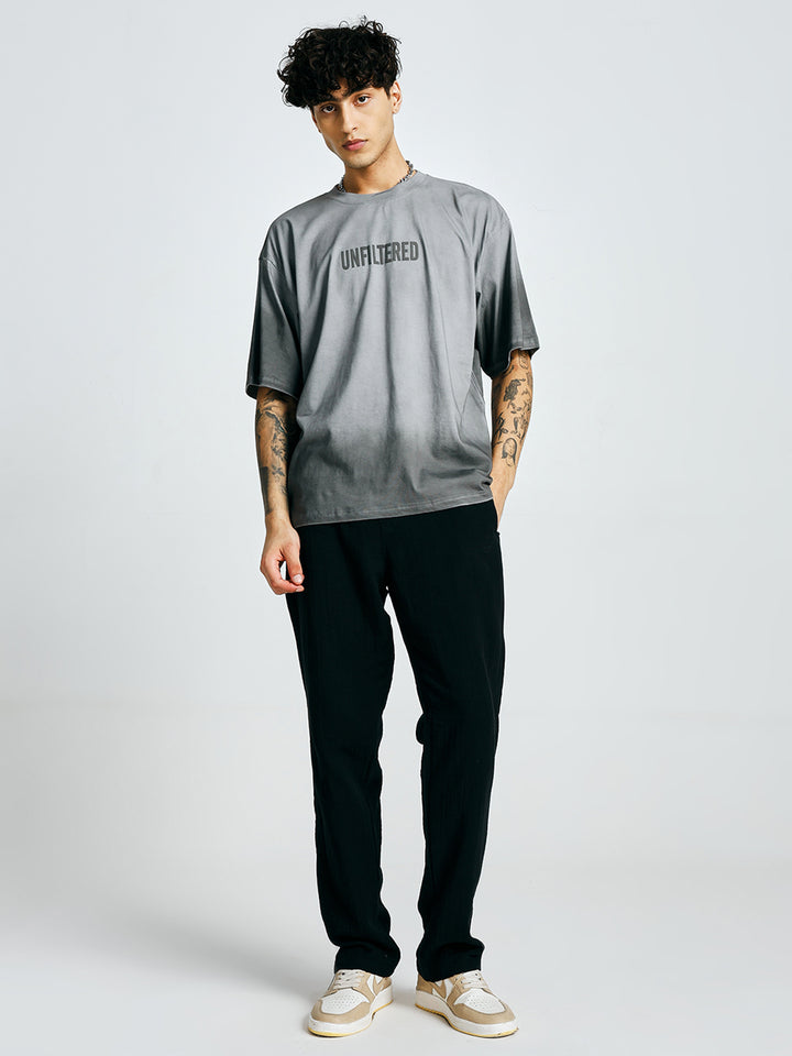 Men Retro Wash Puff Printed Oversized T-Shirt
