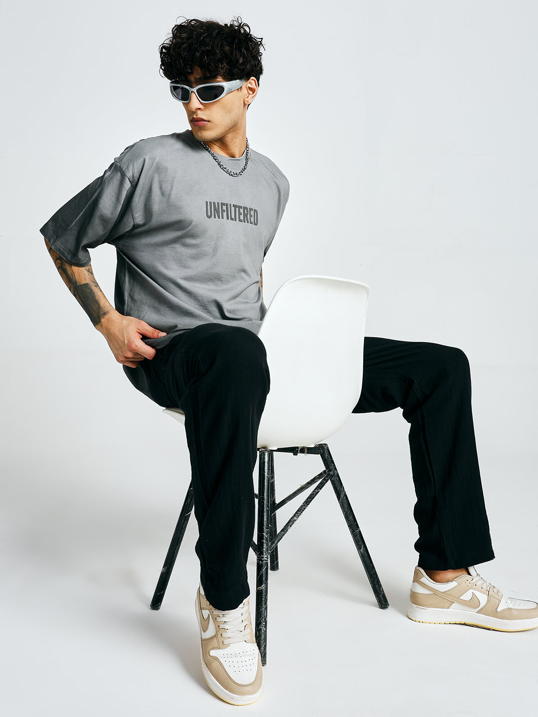 Men Retro Wash Puff Printed Oversized T-Shirt