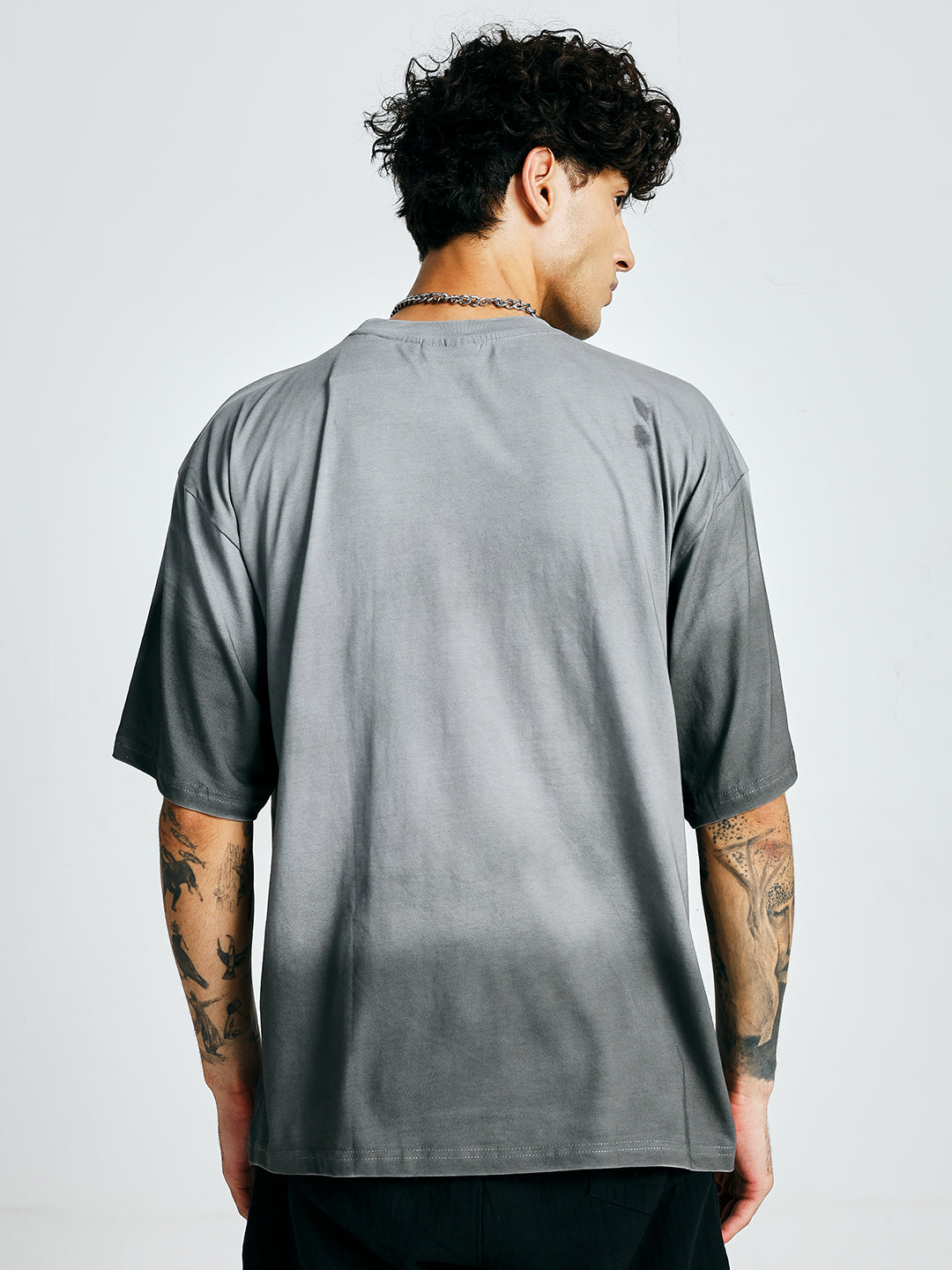 Men Retro Wash Puff Printed Oversized T-Shirt