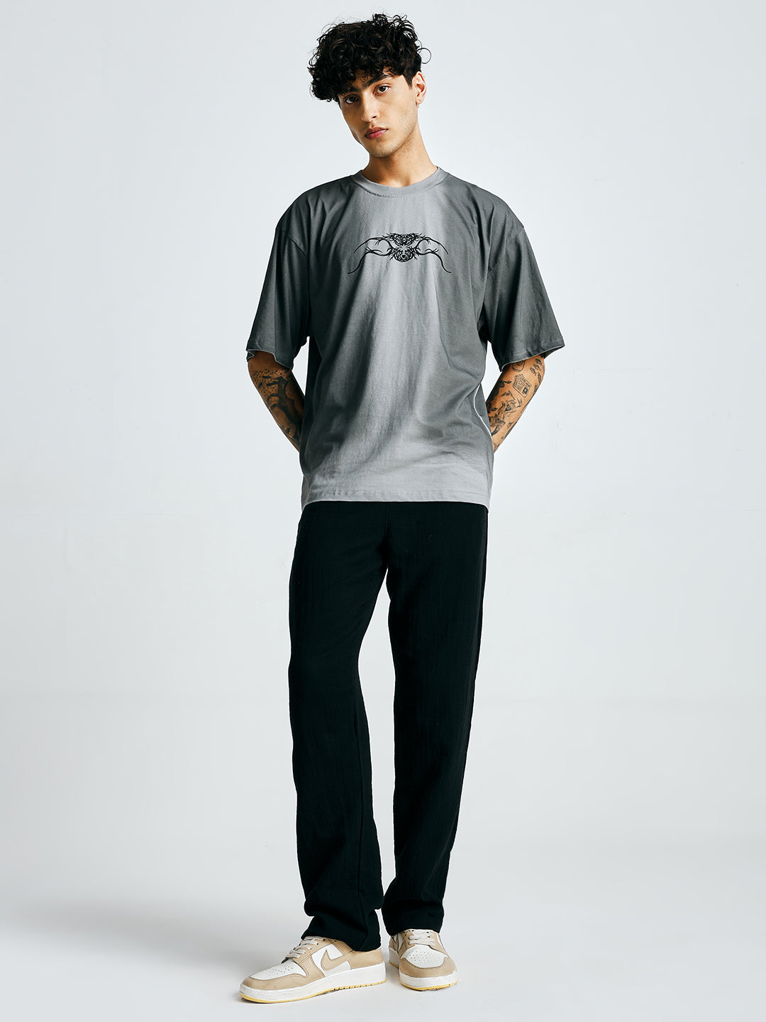 Men Retro Wash Printed Oversized T-Shirt