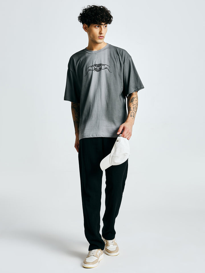 Men Retro Wash Printed Oversized T-Shirt