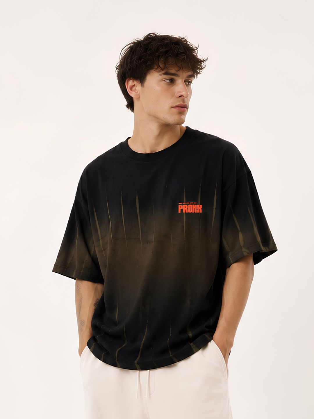 Men Retro Wash Puff Printed Oversized T-Shirt
