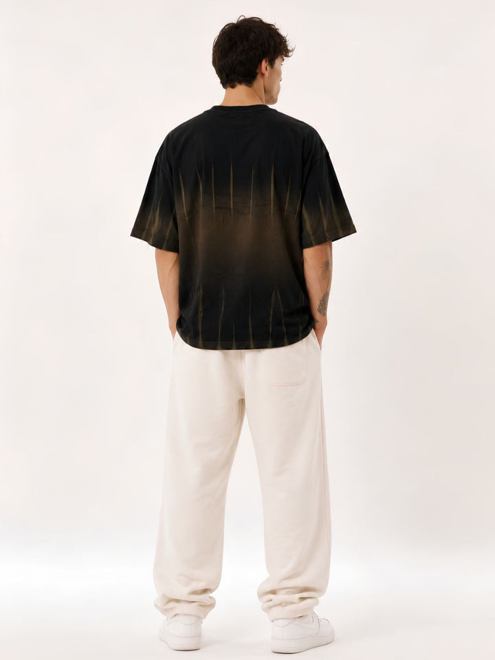 Men Retro Wash Puff Printed Oversized T-Shirt