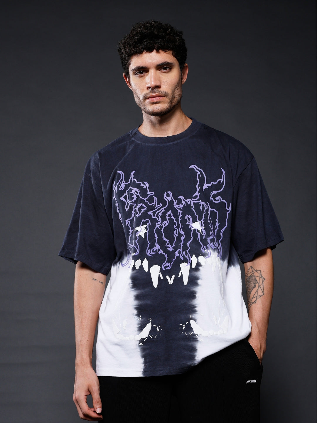 Men Retro Wash Puff Printed Oversized T-Shirt
