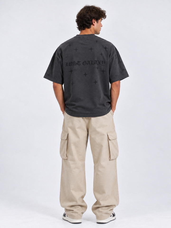 Lost Galaxy Puff Printed Men Premium Oversized T-Shirt