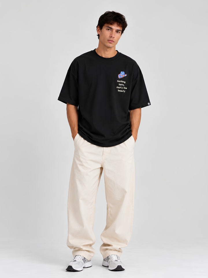 WILD AND ETERNAL Puff Printed Men Premium Oversized T-Shirt