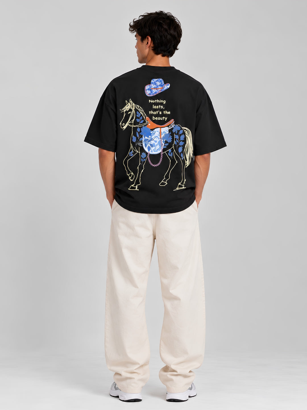 WILD AND ETERNAL Puff Printed Men Premium Oversized T-Shirt