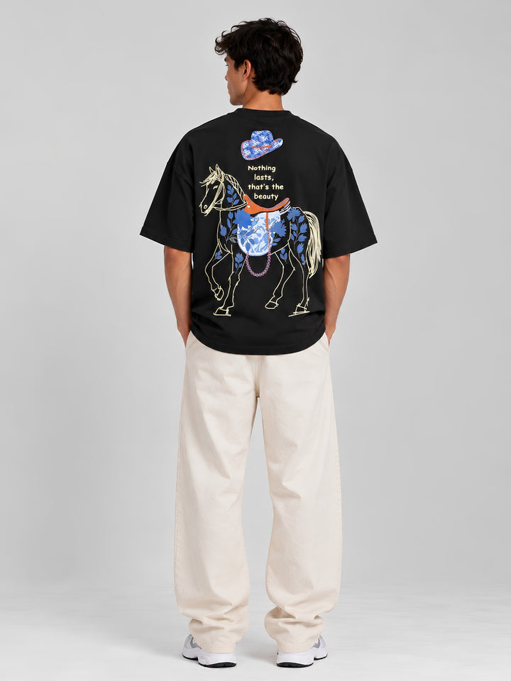 WILD AND ETERNAL Puff Printed Men Premium Oversized T-Shirt