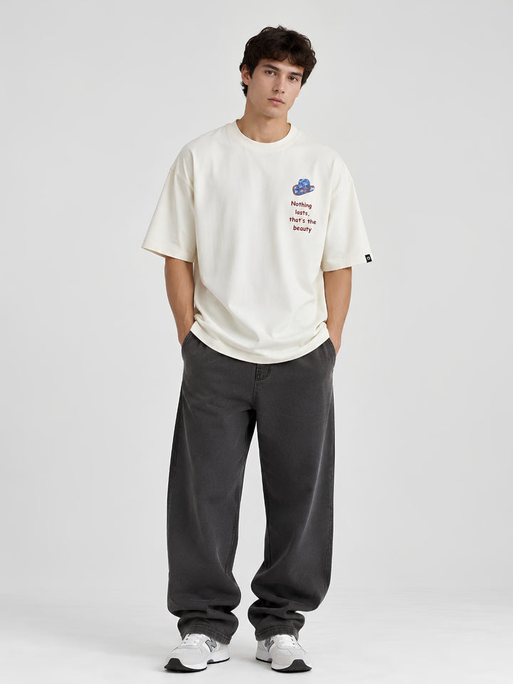 WILD AND ETERNAL Puff Printed Men Premium Oversized T-Shirt