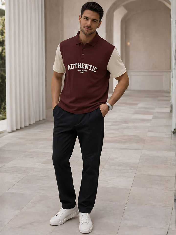 Men Premium Colorblock Relaxed Fit Polo T-Shirt