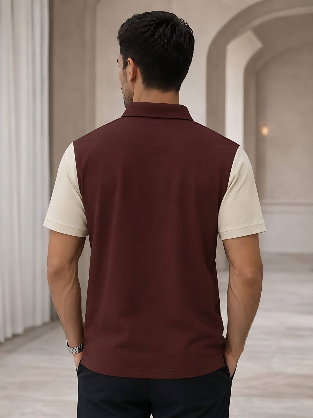 Men Premium Colorblock Relaxed Fit Polo T-Shirt