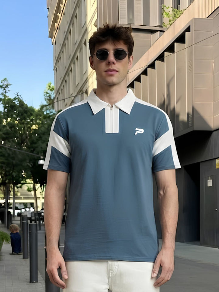 Men Premium Colorblock Relaxed Fit Polo T-Shirt