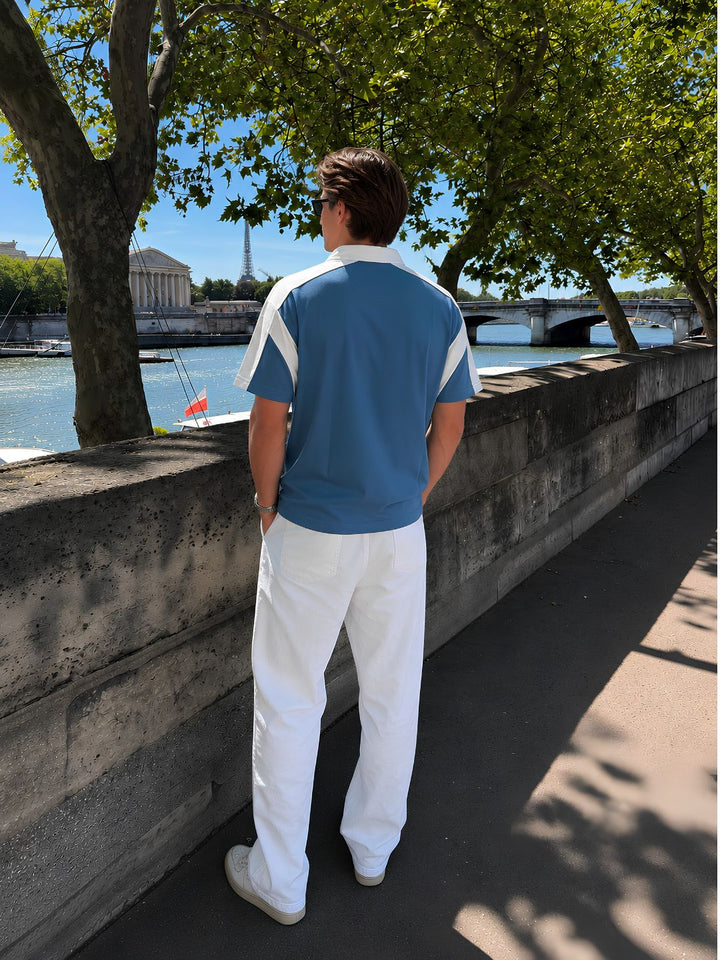 Men Premium Colorblock Relaxed Fit Polo T-Shirt