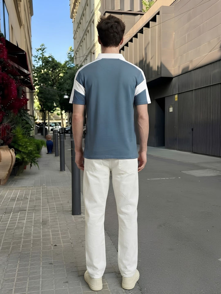Men Premium Colorblock Relaxed Fit Polo T-Shirt
