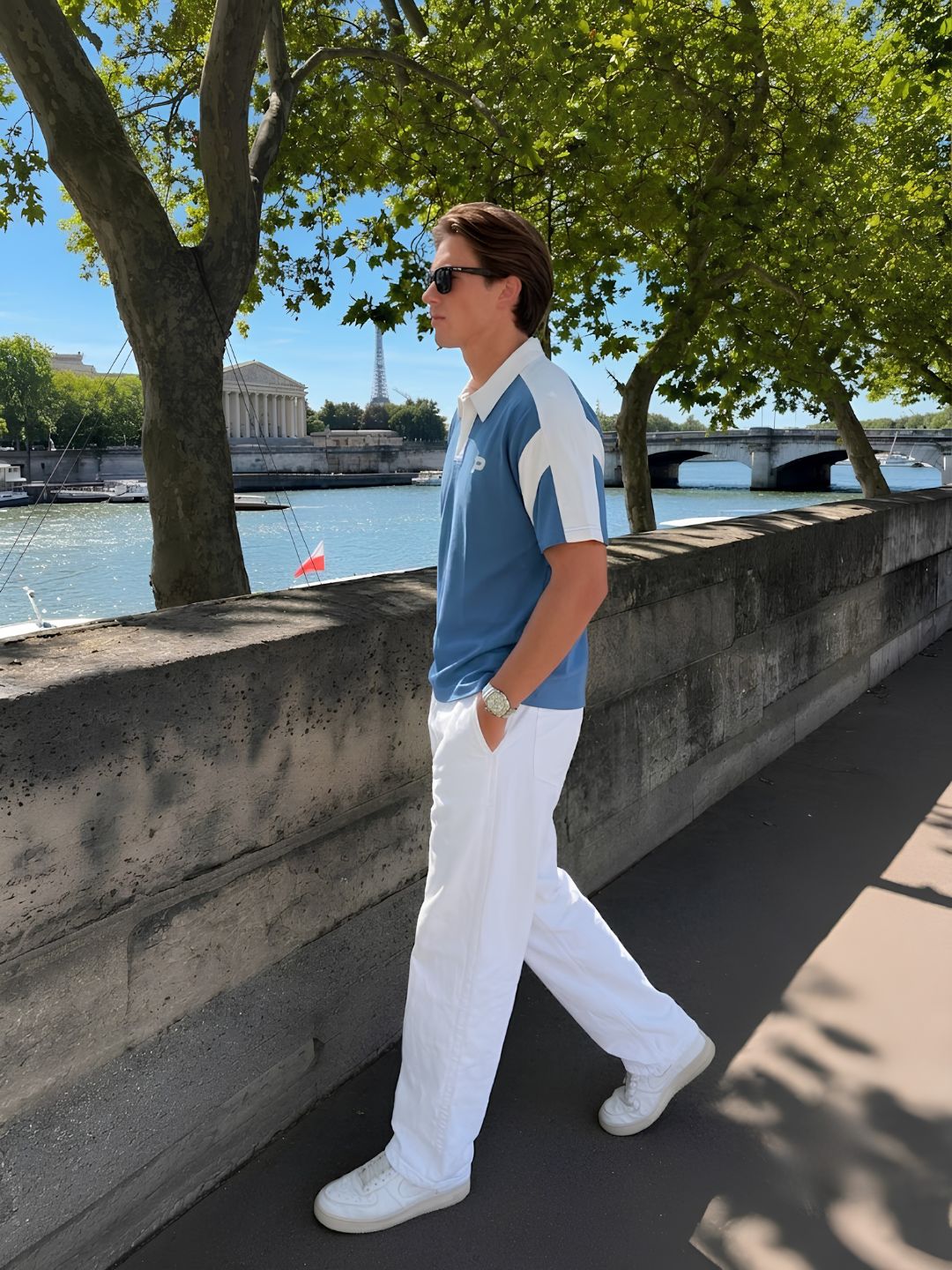 Men Premium Colorblock Relaxed Fit Polo T-Shirt