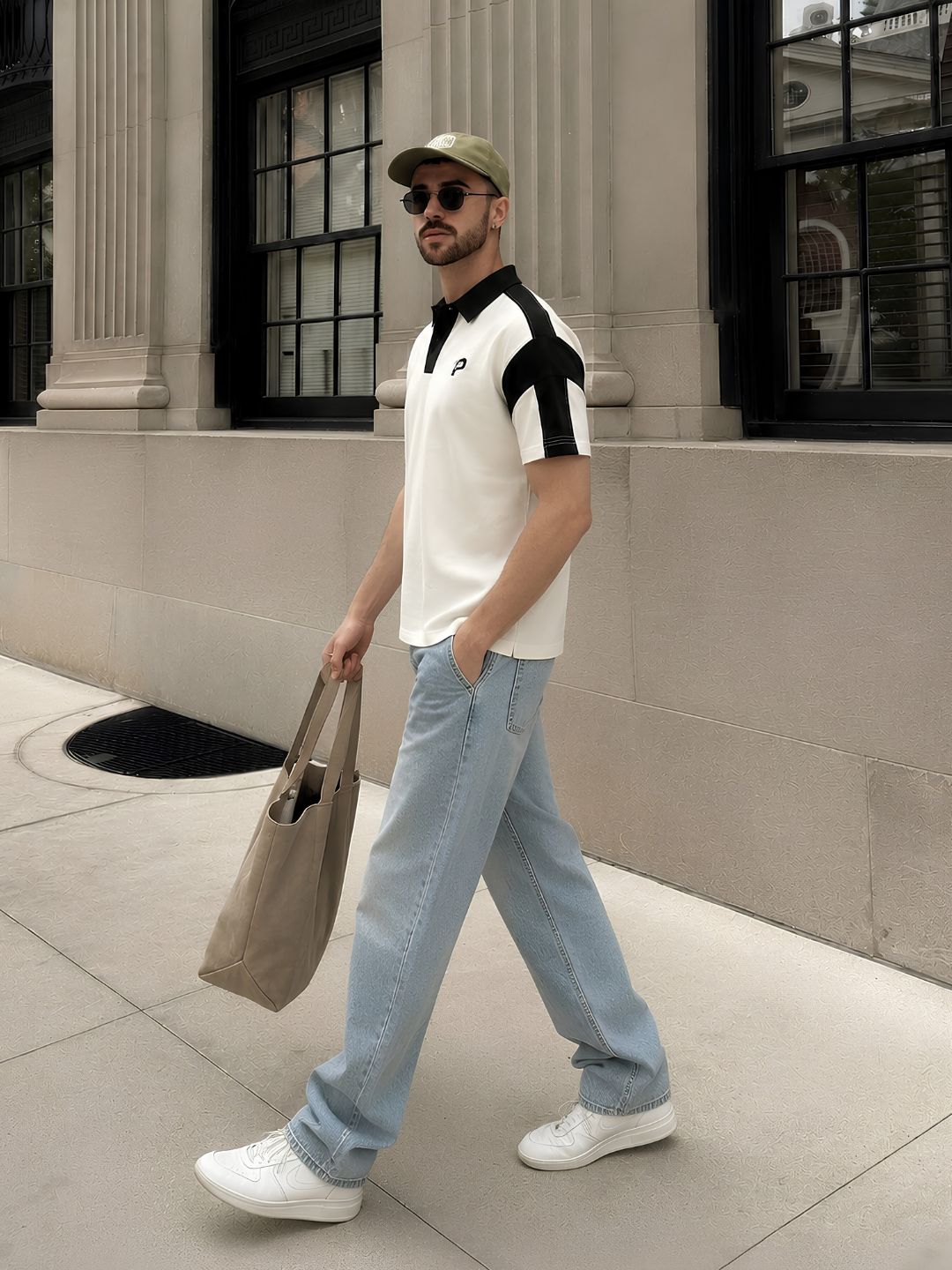 Men Premium Colorblock Relaxed Fit Polo T-Shirt