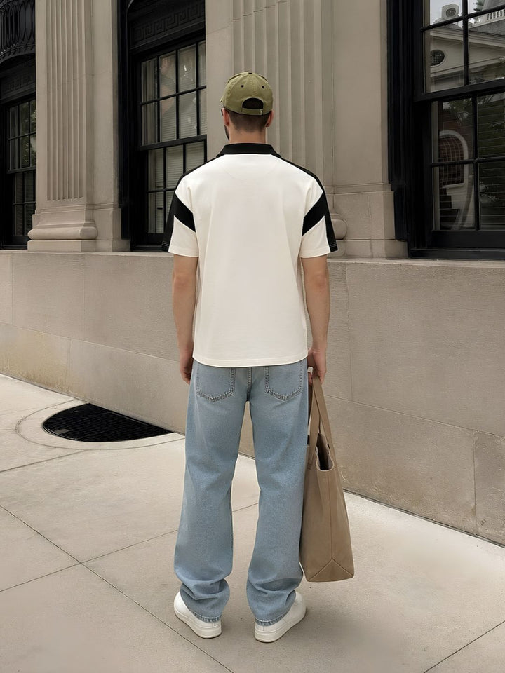Men Premium Colorblock Relaxed Fit Polo T-Shirt