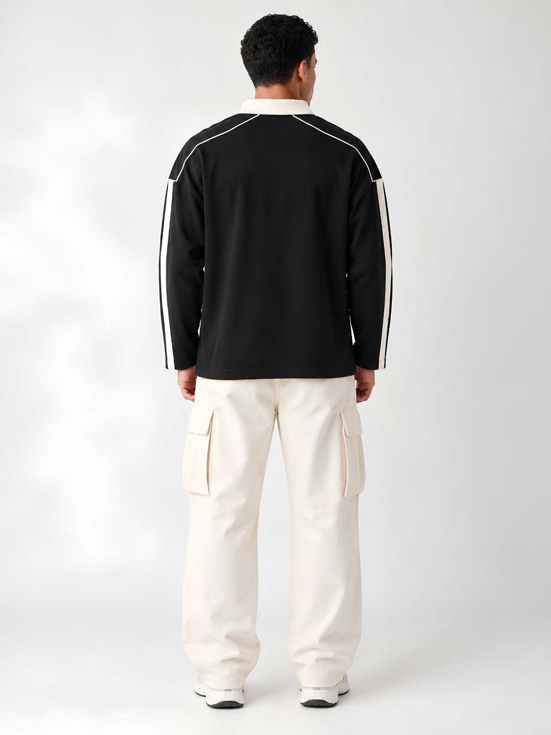 Men Premium Printed Oversized Full Sleeve Polo T-Shirt