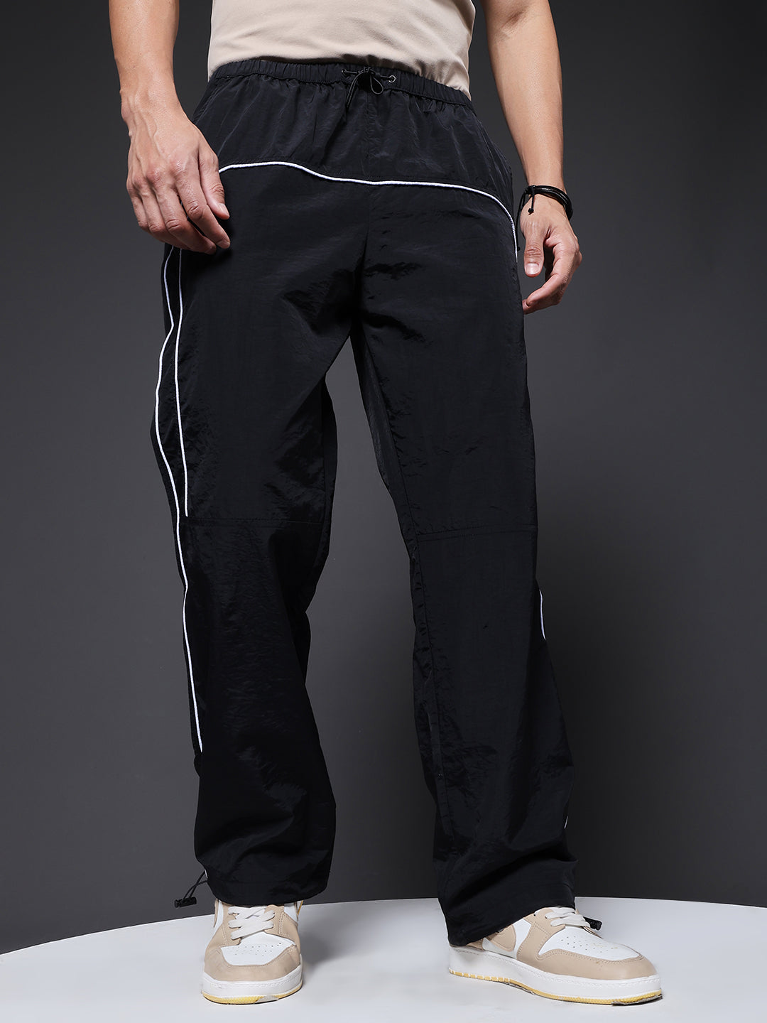 Striped Parachute Pants For Men