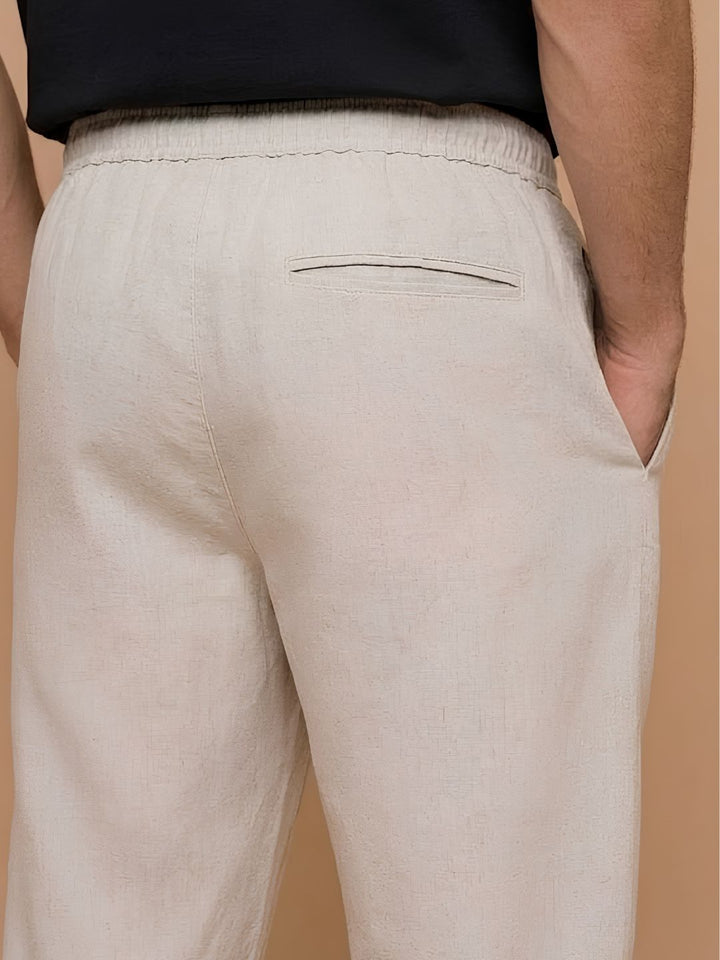 Cotton Pant for Men Solid - Beige