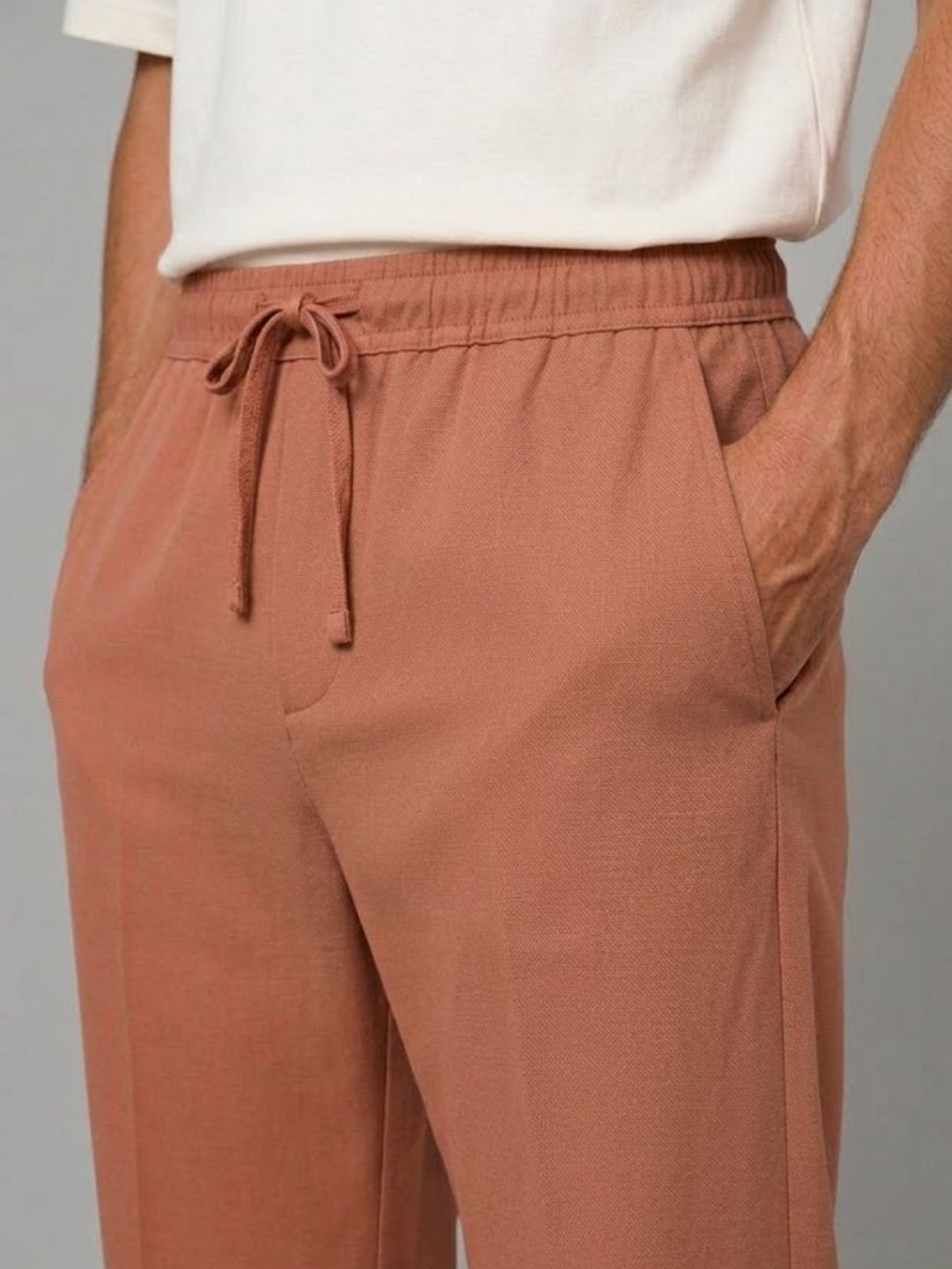 Cotton Pant for Men Solid - Brown