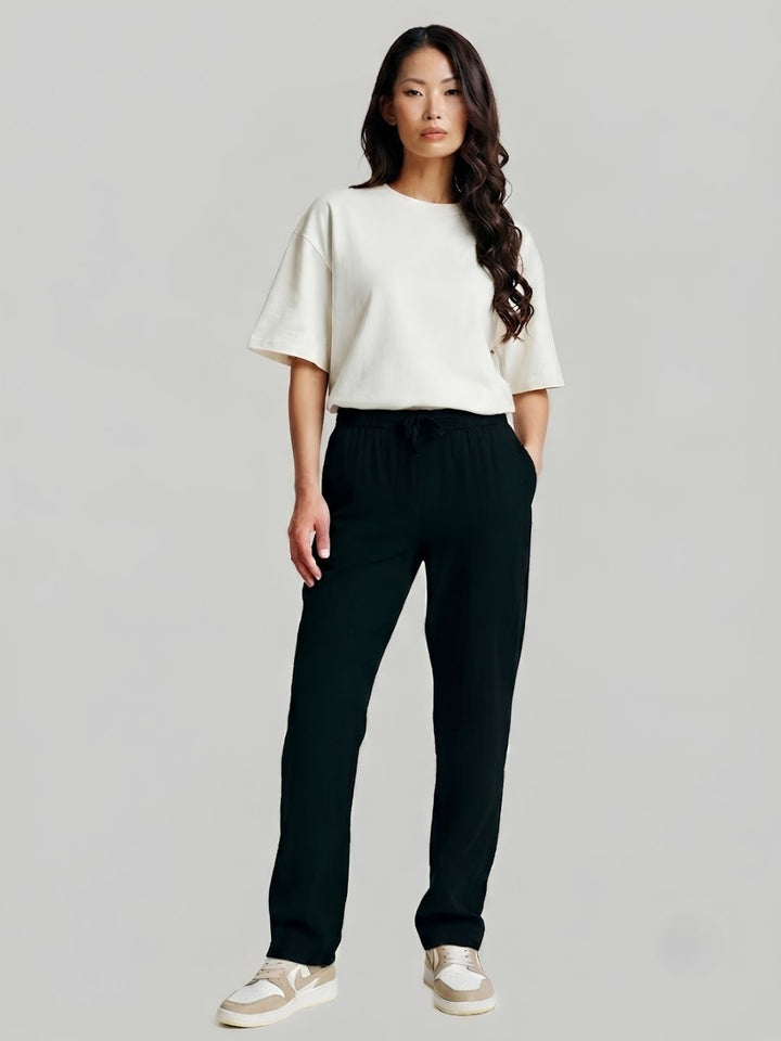 Women Solid lounge pant - Black