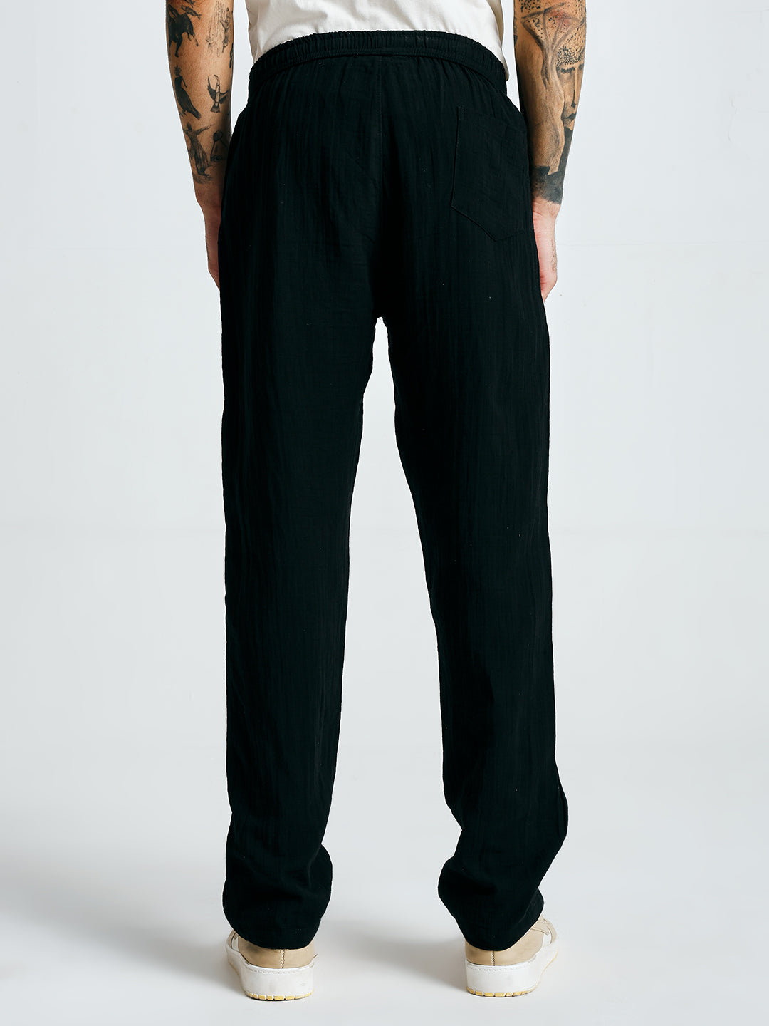 Men Solid lounge pants - Black