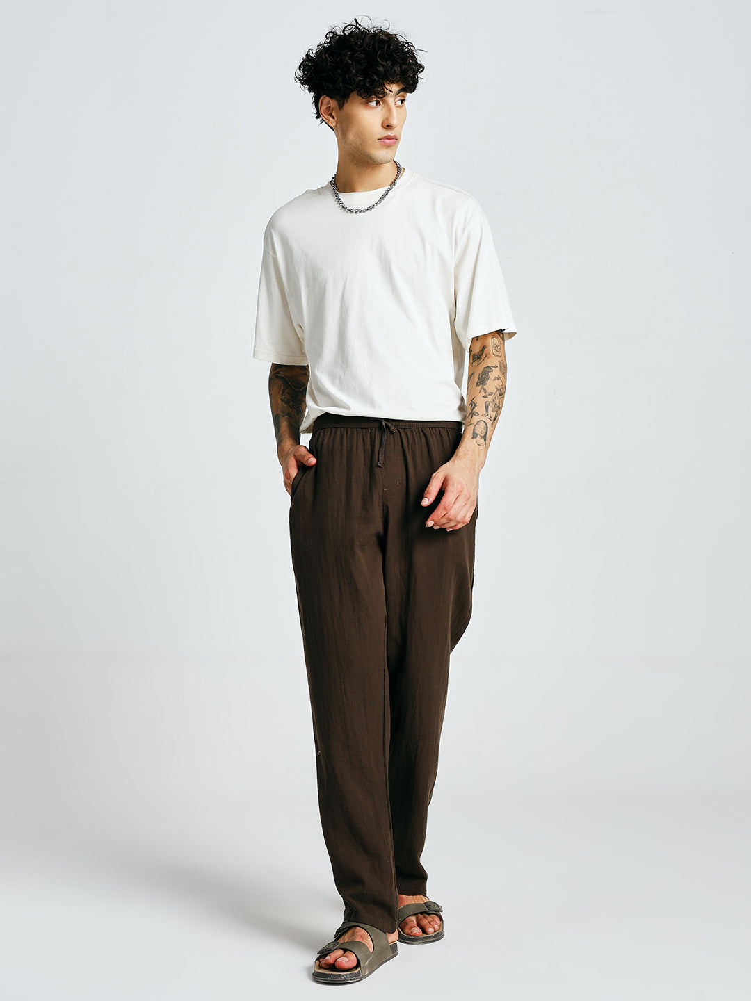 Men Solid lounge pants - Cocoa