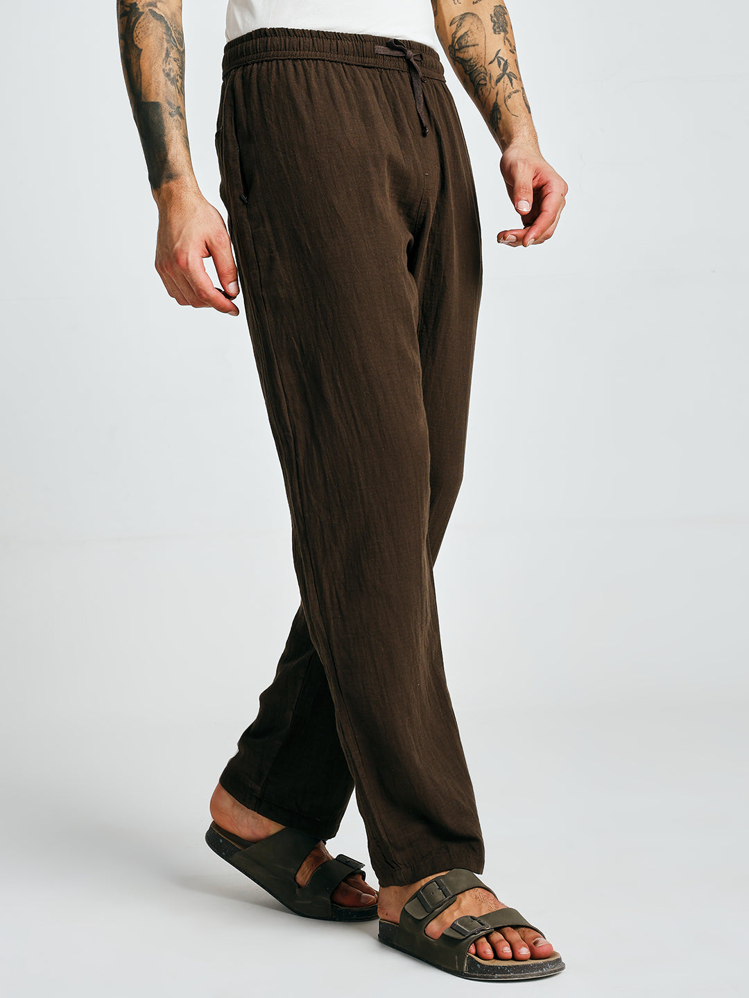 Men Solid lounge pants - Cocoa