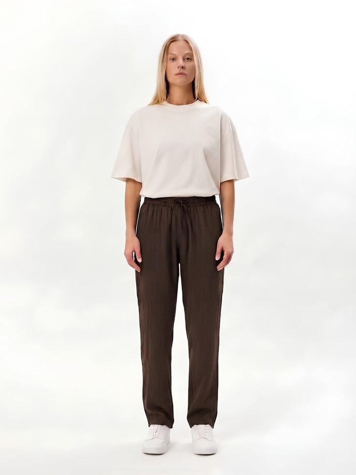 Women Solid Cotton lounge pant - Cocoa