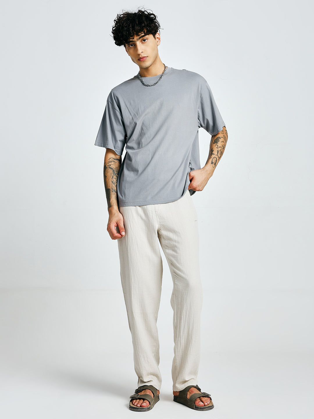 Men Solid lounge pants - Ivory