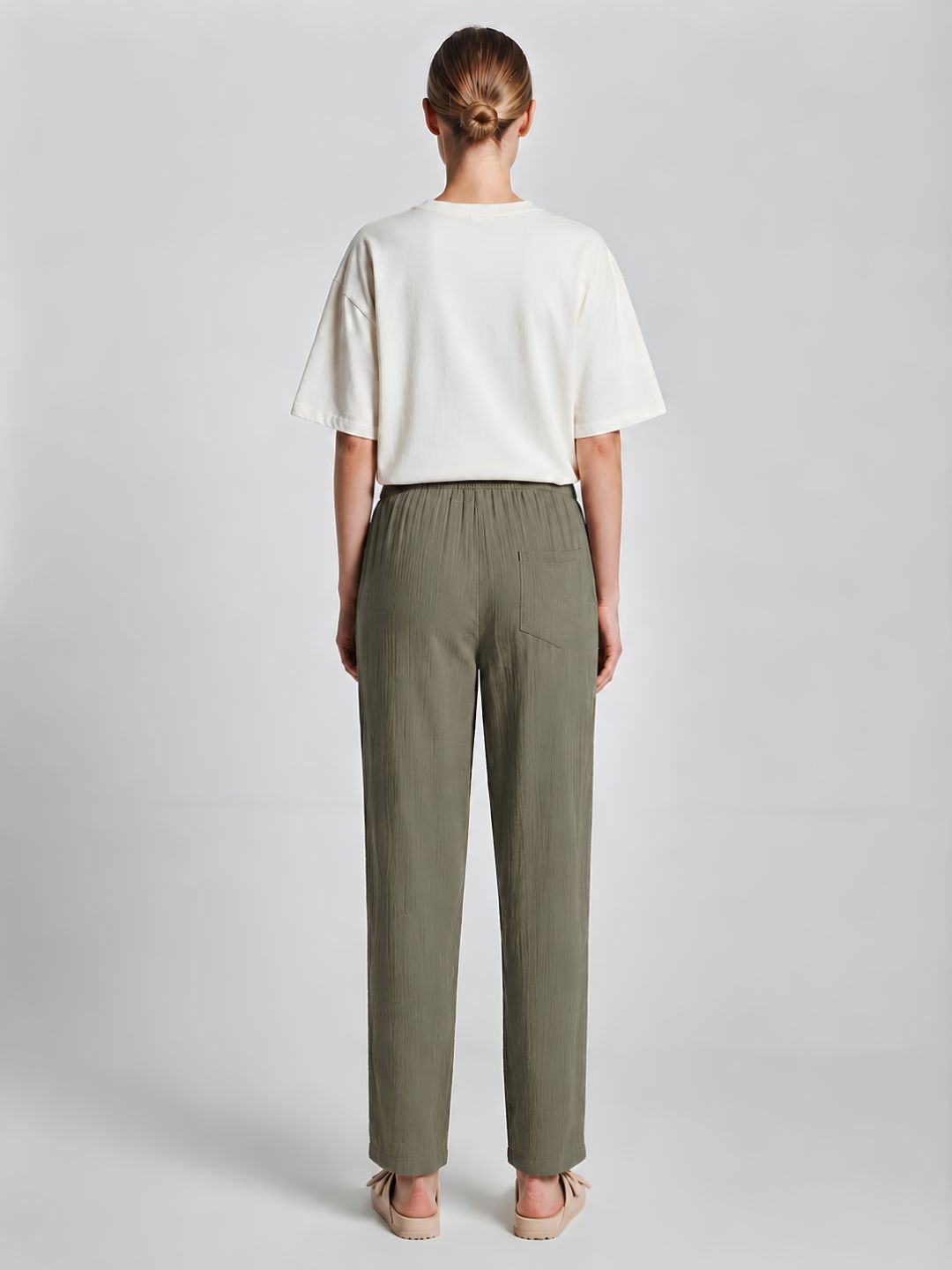 Women Solid Cotton lounge pant - Khaki