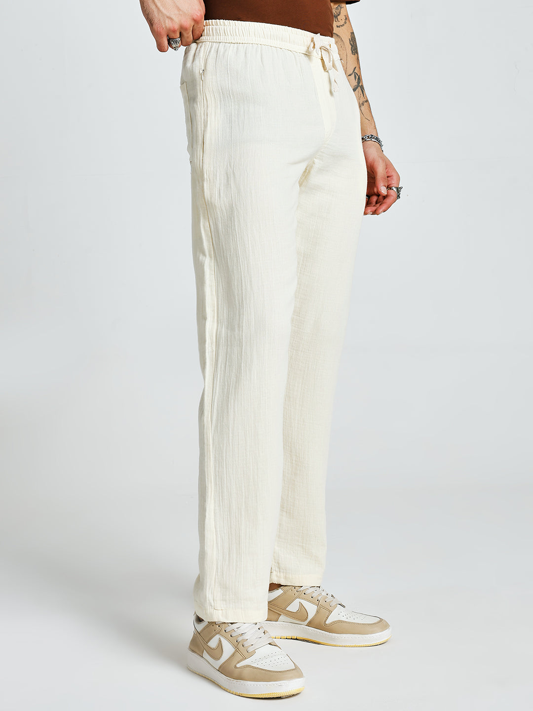 Men Solid lounge pants - Off White