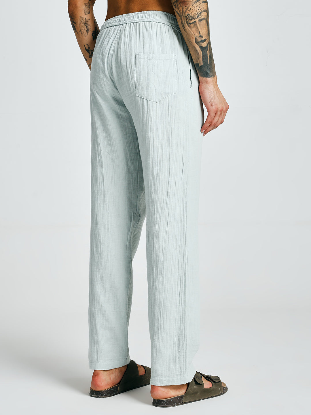 Men Solid Cotton lounge pants - Sky