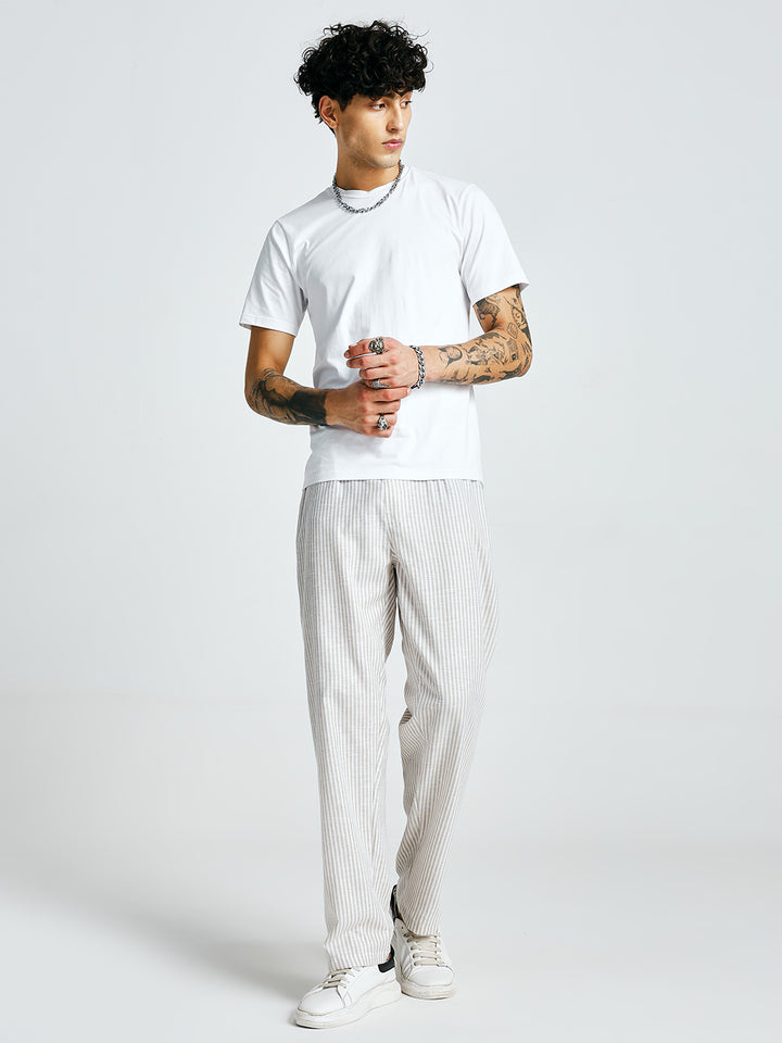 Men Striped lounge pants - Camel