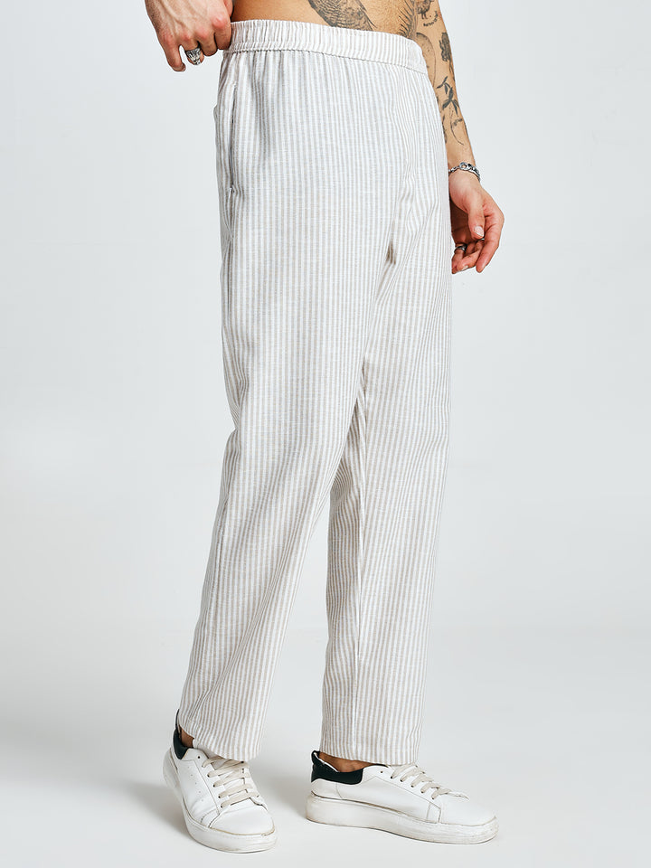 Men Striped lounge pants - Camel