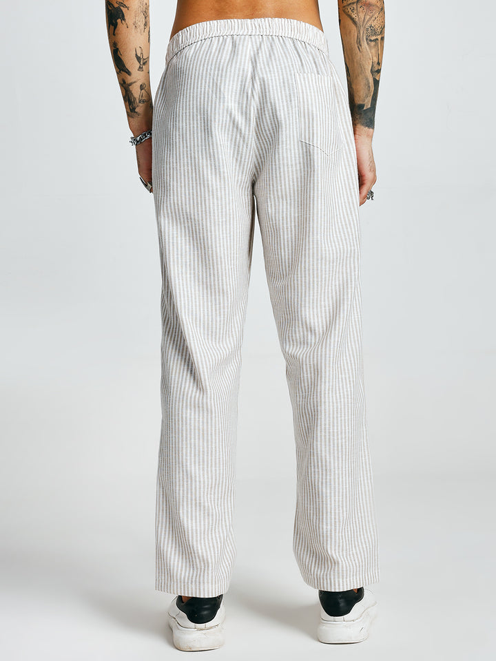 Men Striped lounge pants - Camel