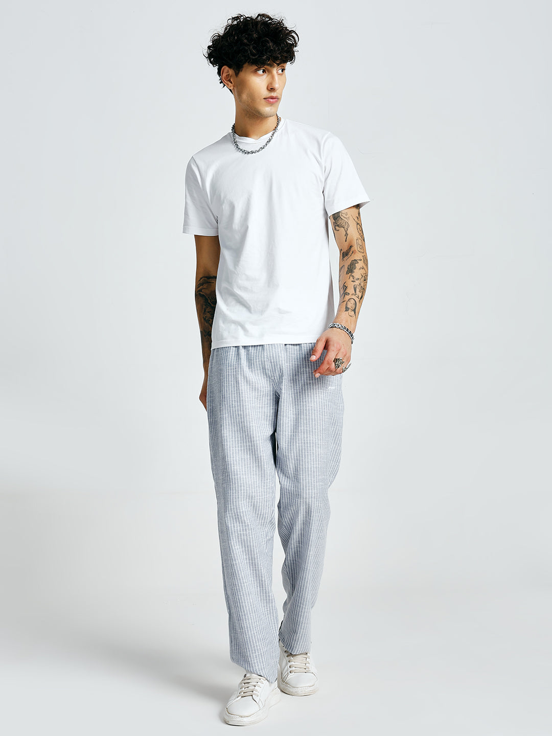 Men Striped lounge pants - Sky