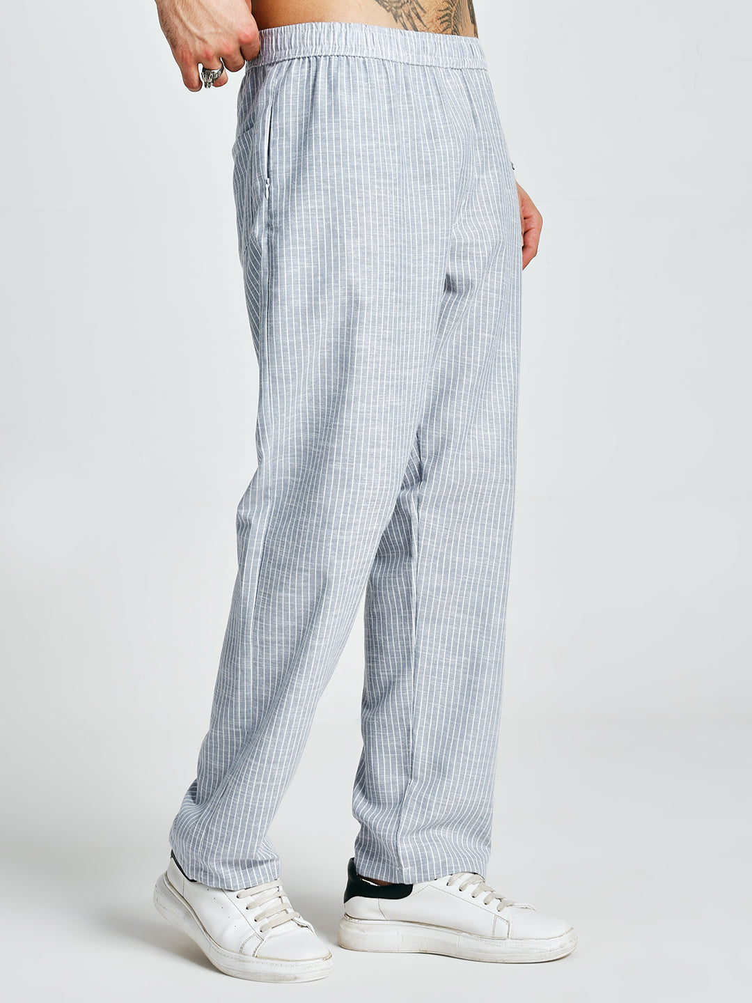 Men Striped lounge pants - Sky