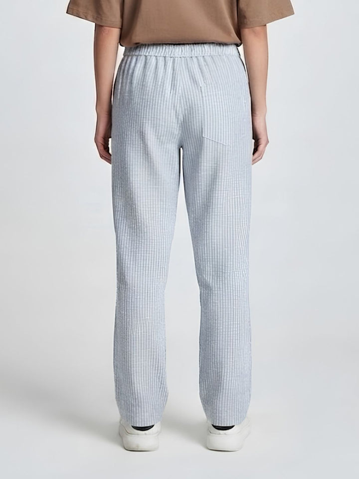 Women Striped Cotton lounge pant - Sky