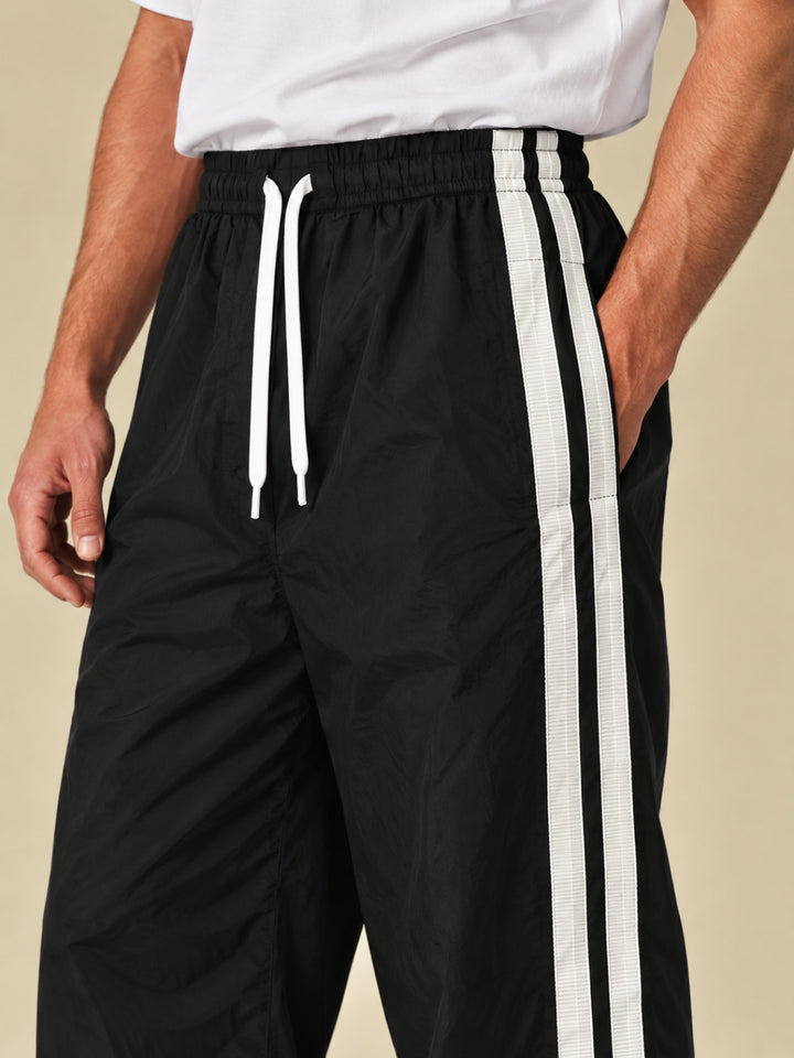 Parachute Pants For Men - Black with White Stripe