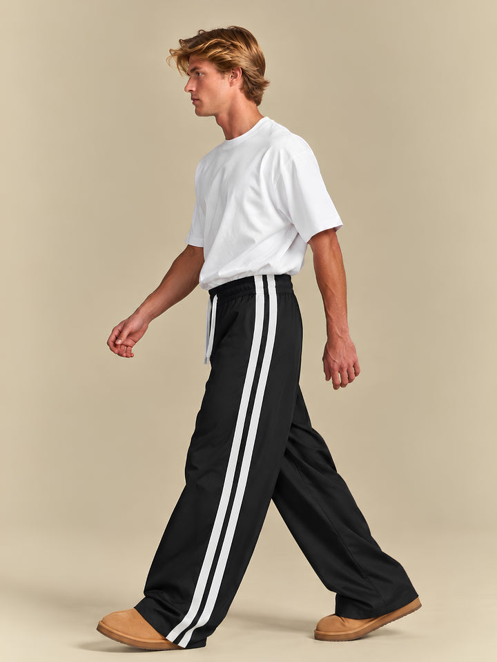 Parachute Pants For Men - Black with White Stripe