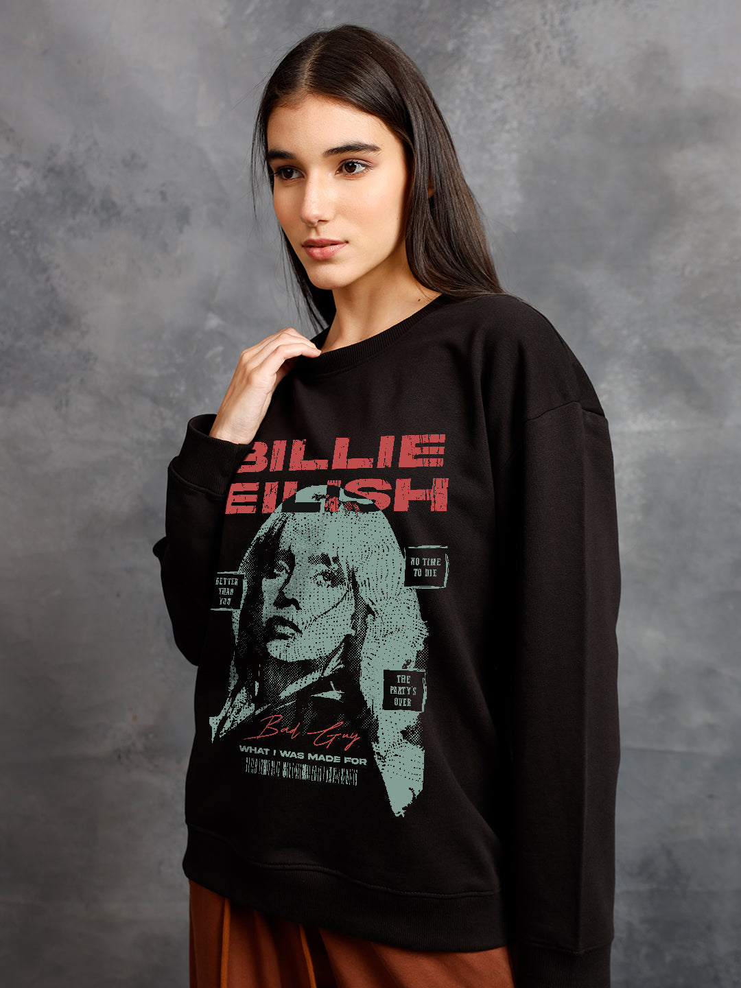 DARK AURA Women Drop Shoulder Premium Terry Sweatshirt