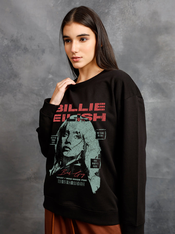 DARK AURA Women Drop Shoulder Premium Terry Sweatshirt