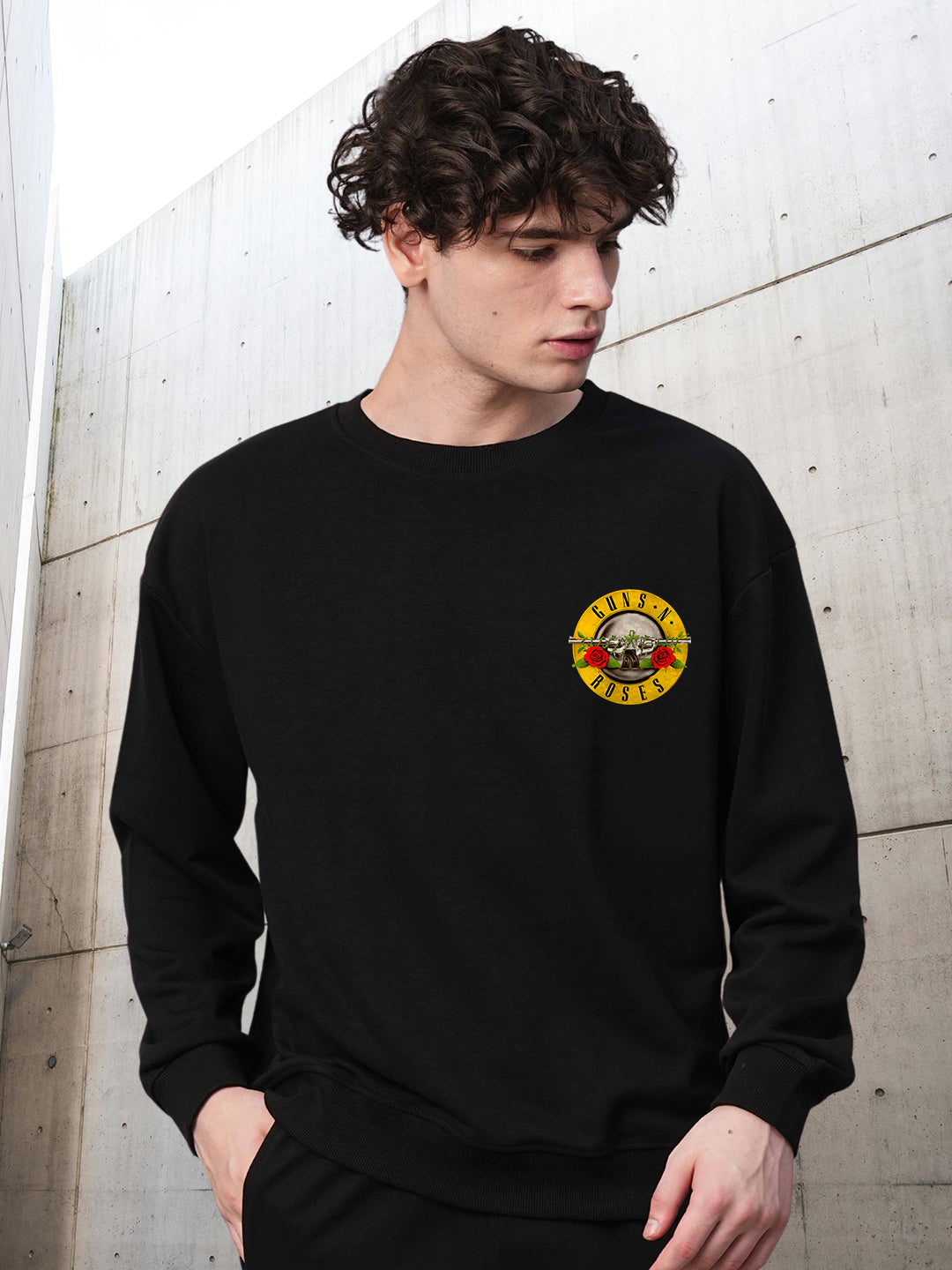Guns and Roses Men Drop Shoulder Premium Terry Sweatshirt
